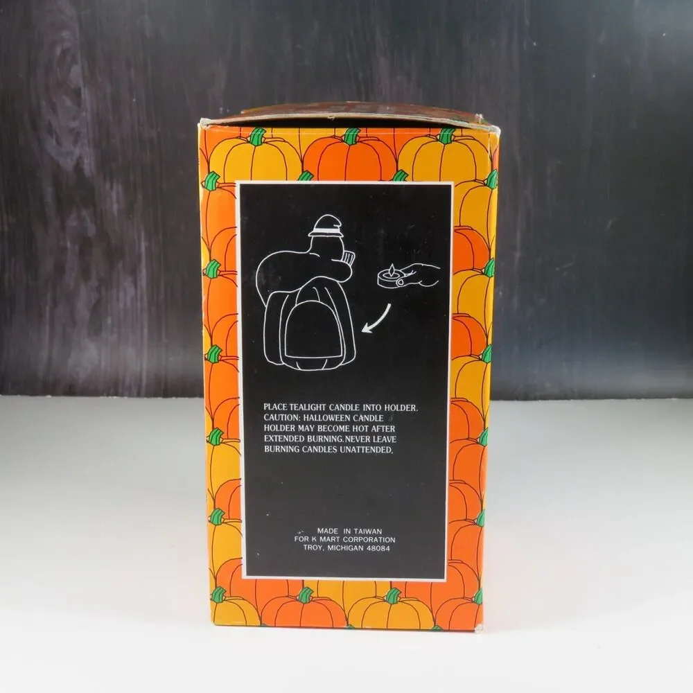 Ceramic Ghost Pumpkin Halloween Tea Light Candle Holder Statue 7” Kmart Vintage